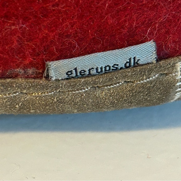 Glerups red natural wool with leather sole calfskin slippers size 5.5 EU 36 cozy - Picture 3 of 9